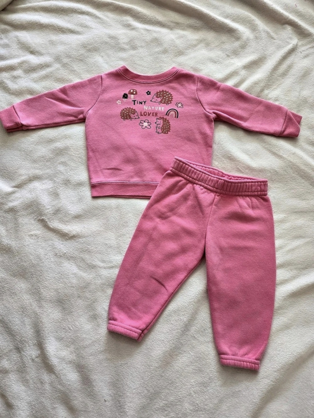 garanimals Tiny Nature Lover Printed Sweatshirt & Sweatpants Set Pink Sweatshirt